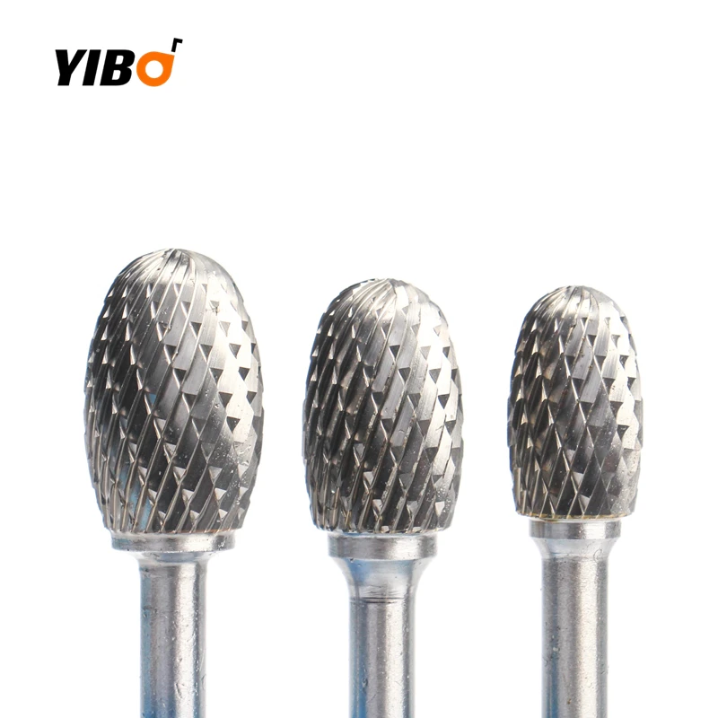 Double Cut E Type Tungsten Carbide Rotary Burr Head, Rotary File Grinding Carving Milling Drill Bit for Metal Deburring, Die Gri