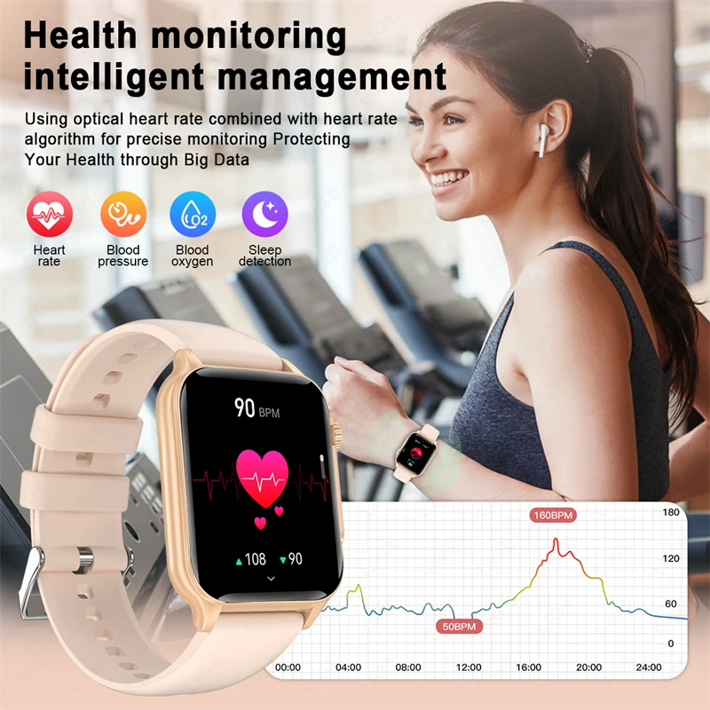LIGE Smartwatch For Women Men Bluetooth Call Sport Tracker LED Breathing Light Bracelet Health Monitoring Waterproof Watch New