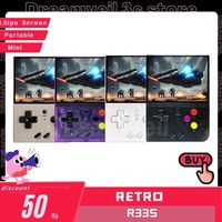 In Stock Retro R33s Handheld Game Console Transparent 3.5Ips Screen Game Console Mini Portable Gamepad With Battery Flip Machine