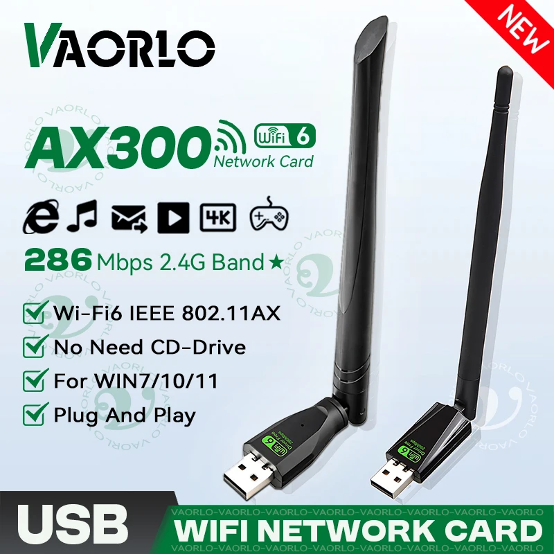 

WIFI 6 802.11AX USB Wi-Fi беспроводной адаптер AX300 сетевая карта 2,4G Wi-Fi мини-приемник для ПК/ноутбука Win7/10/11 Drive Free