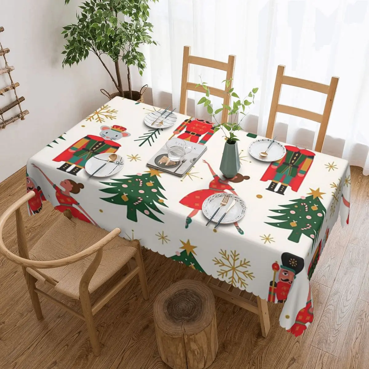 Stylish Nutcracker Party Customized Rectangular Tablecloth Waterproof Table Cover for Festival Party Decorations Table Cloth