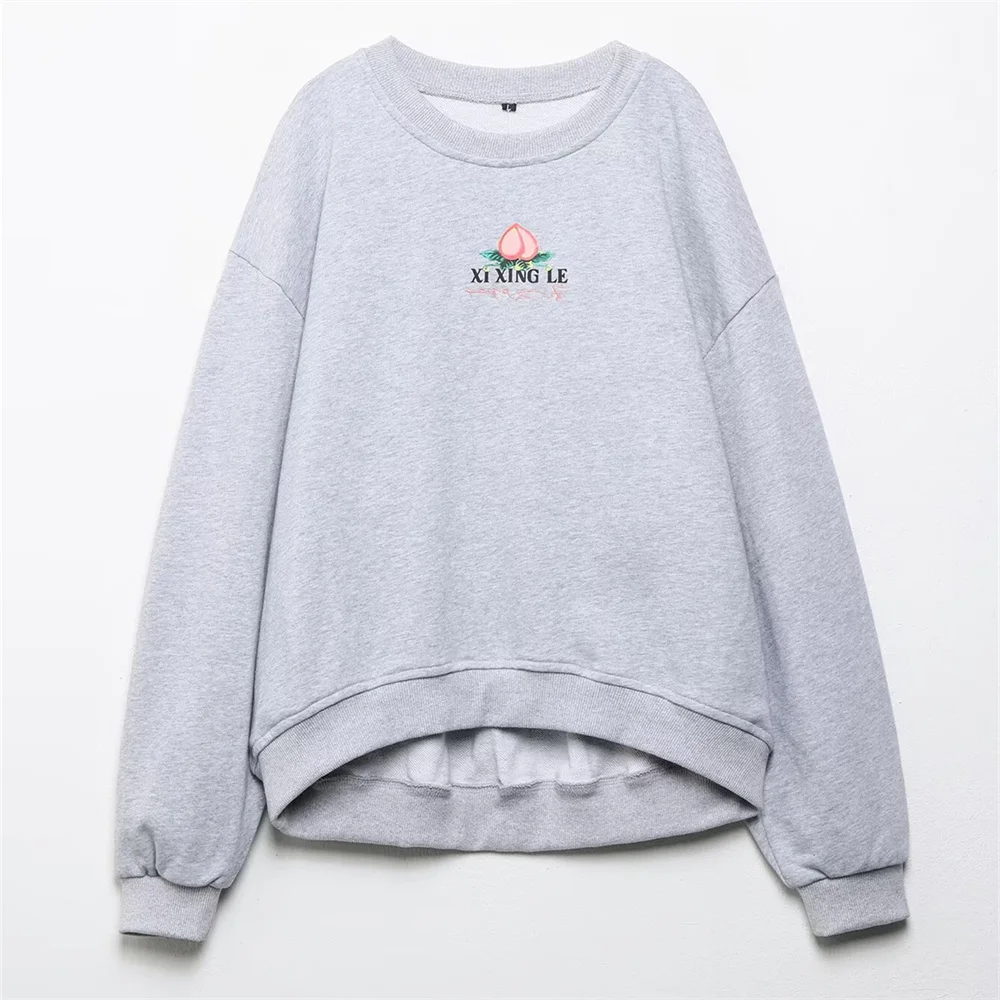 เสื้อผ้าผู้หญิงใหม่สำหรับฤดูใบไม้ร่วง สไตล์ยุโรปและอเมริกา เสื้อสเวตเชิ้ตปักลายพิมพ์ กางเกงจ็อกกิ้งทรงหลวมขายาว