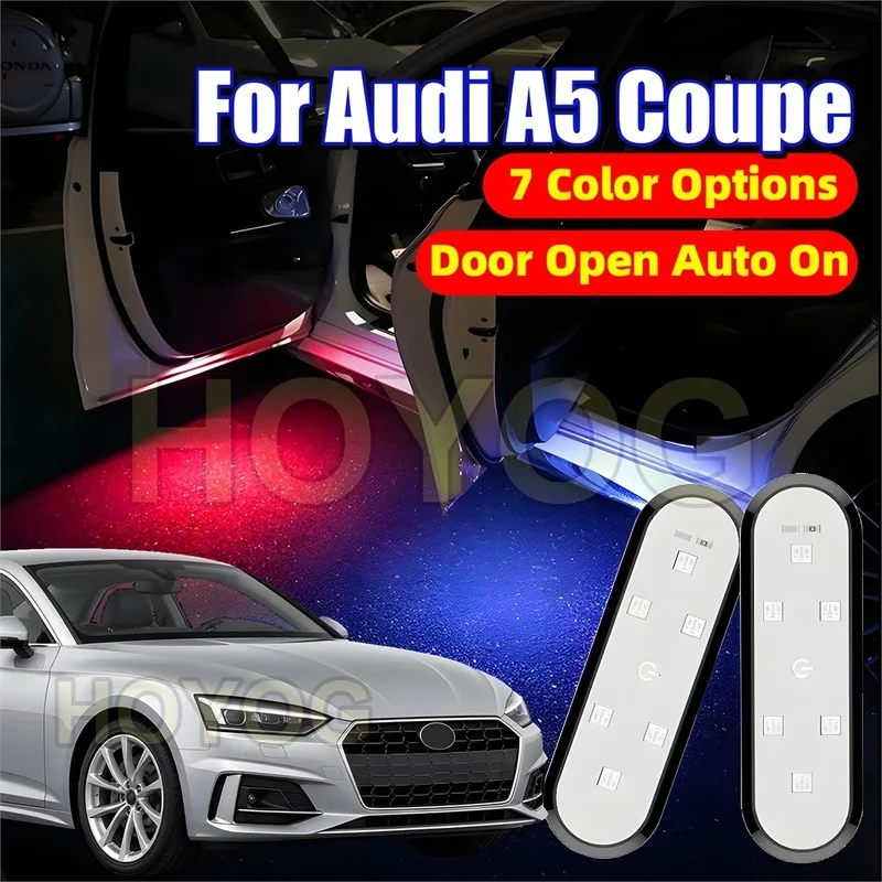For Audi A5 Coupe 2017-2026 Wireless LED 1-4pcs Car Door Welcome Light for Ground Lighting with Type-C Charging
