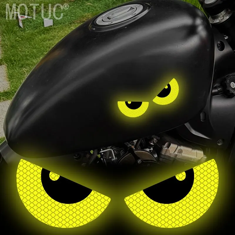 1Pair Creative Reflective Devil Eye Sticker Waterproof Vinyl Decal for Motorcycle Headlight Fairing Fuel Tank Helmet Tailbox