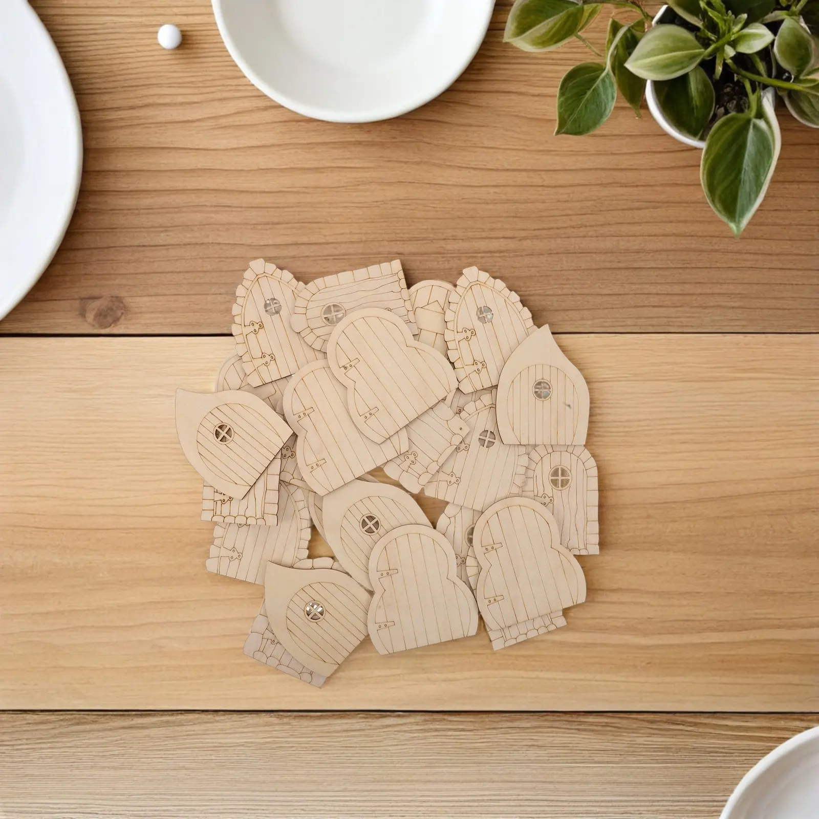 

24 шт. Деревянные миниатюрные двери для сказочного сада, расписанные вручную, причудливые крошечные двери для кукольного домика, аксессуары для использования в помещении и на улице