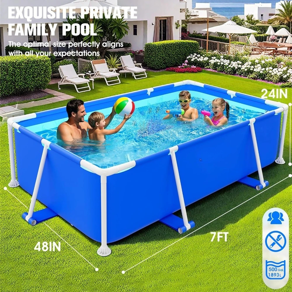 Above Ground Pool,Frame Deep Swimming Pools, Family Pool,Large Above Ground Easy Set, Outdoor Backyard Pools for Kids, Adults