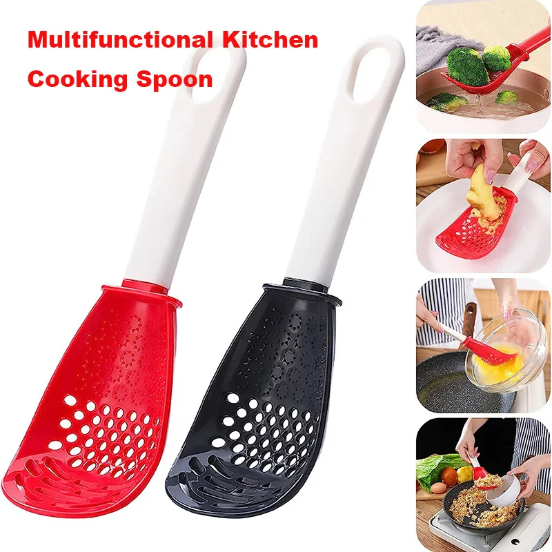 

1Pcs Multifunctional Kitchen Cooking Spoon Heat-resistant Hanging Hole Innovative Potato Garlic Press Colander Spoon For kitchen