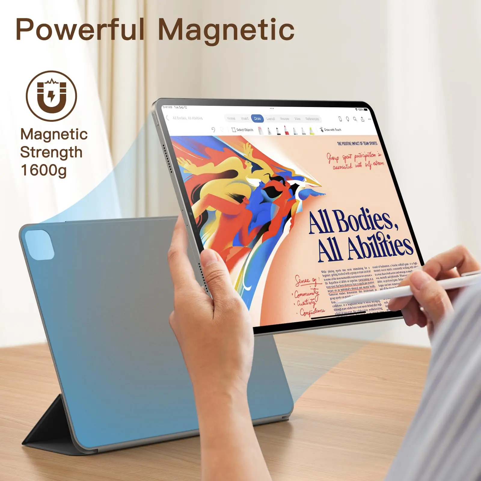 for iPad Pro 13 Inch Case M4 2024 7th Gen Powerful Magnetic Attachment Slim Trifold Stand CaseSupports Pencil Pro and Pencil