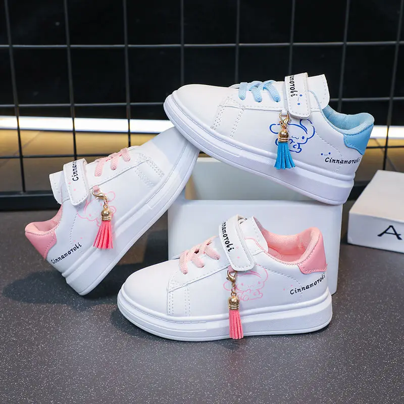 Sanrio Girls's Fashion Cute Cartoon Cinnamoroll Casual Sports Shoes Kid's Lovely Tassels Anti-skid Sneakers Children Board Shoes