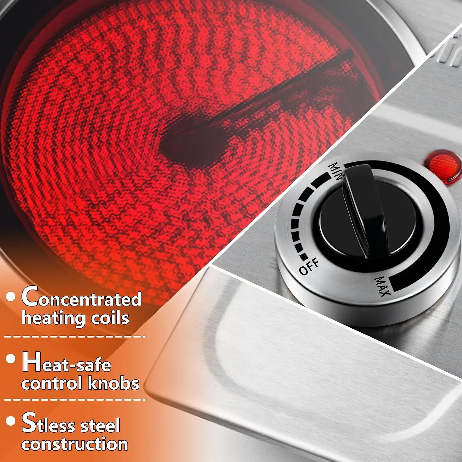 Hot Plate,1800W Triple Infrared Burner, Independent Temperature Control,Electric Stove Can Simultaneously Cook Three