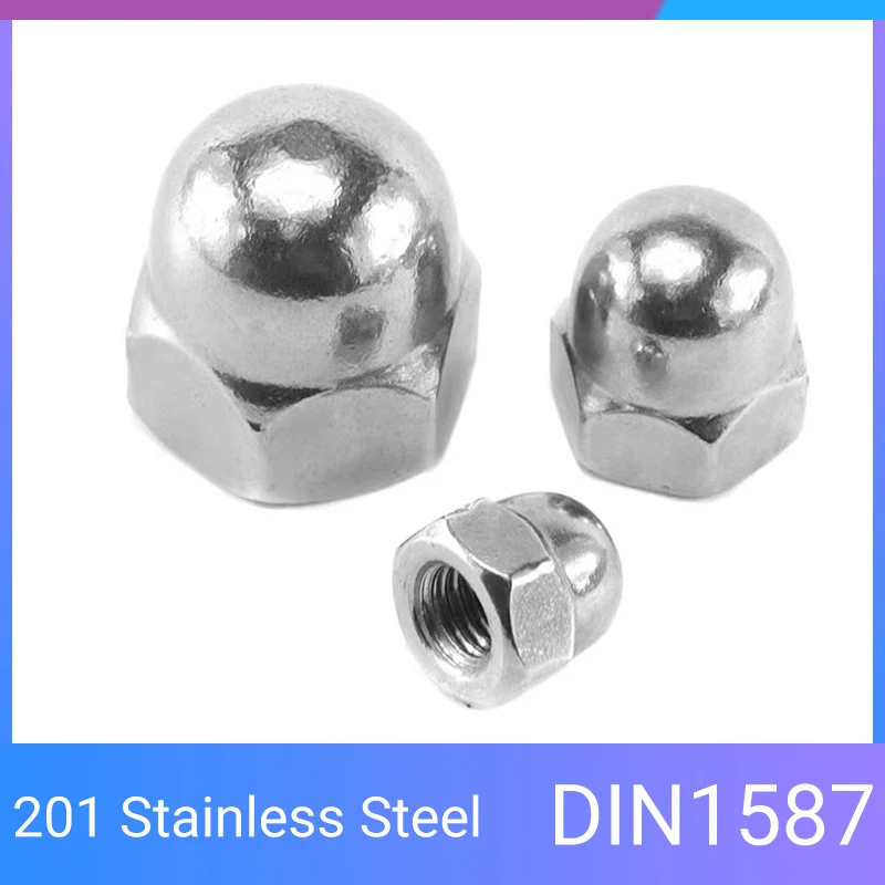 201 Stainless Steel  M4 M5 M6 M8 M10 M12 Hex Cap Nut Domed Nuts Hexagon Decorative Semicircle Cap Cover Nut