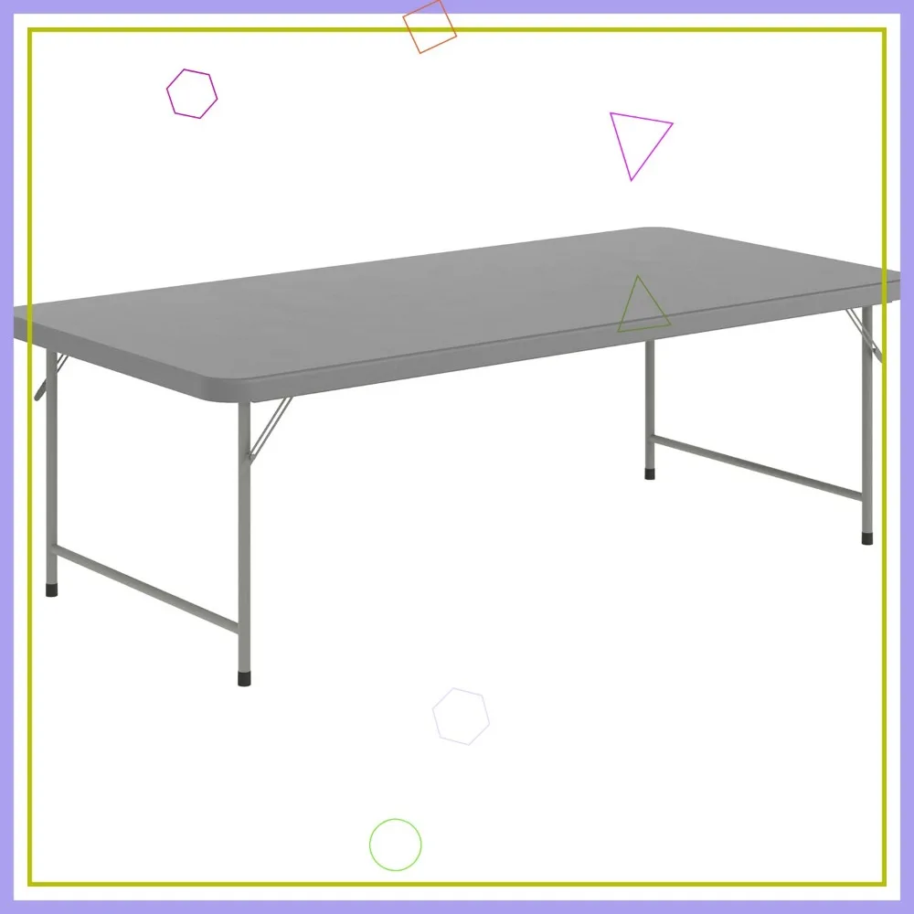 طاولة أنشطة للأطفال شديدة التحمل للفصول الدراسية والمنزل، طاولة بلاستيكية مستطيلة قابلة للطي باللون الرمادي الجرانيت، مقاعد 6 أطفال #1