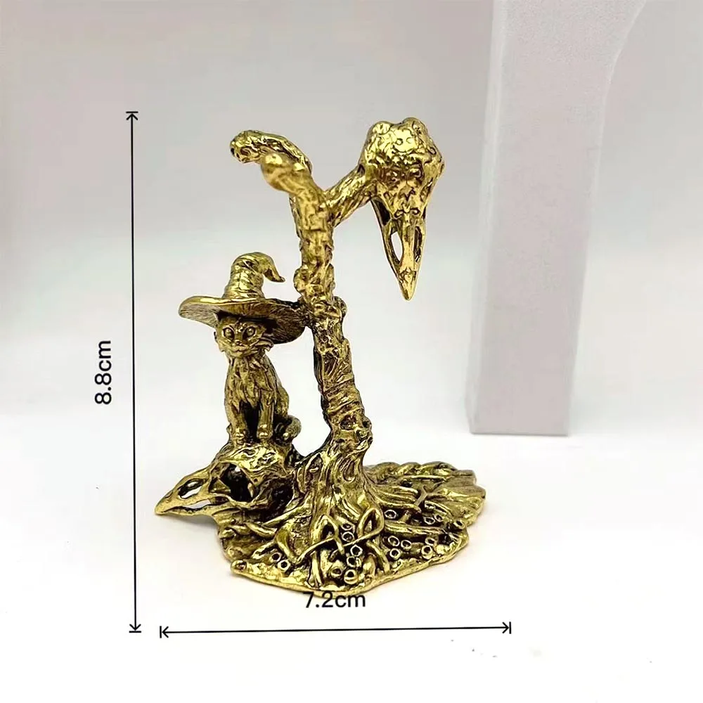 Metal Witch Cat Skull Crystal Sphere Stand Holder Gemstone Ball Display Base for Amethyst Spheres Mineral Specimen Decor