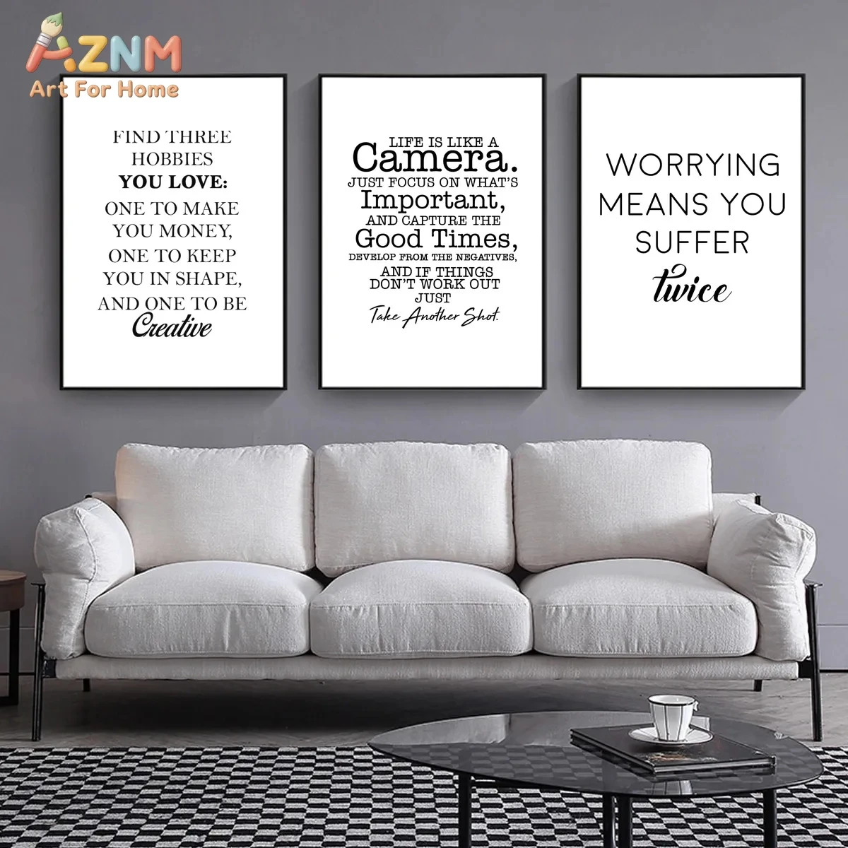 AZNM Inspirational Quotes Canvas Wall Art Print, Black White Motivational Saying DO IT NOW Poster for Office Home Bedroom Decor,