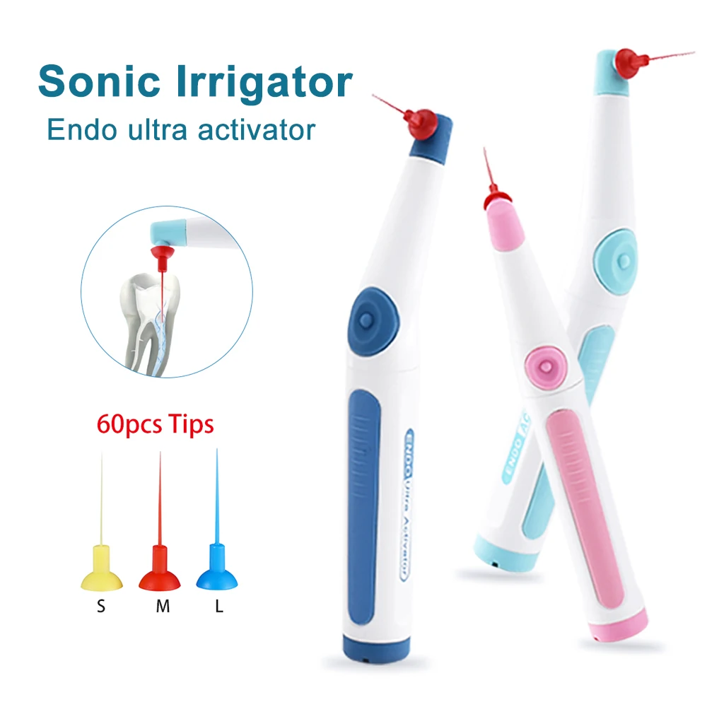 Dental Wireless Ultrasonic Activator Endo Sonic Irrigator Washing Tooth with 60 Tips USB Recharged Battery Dentistry Tools