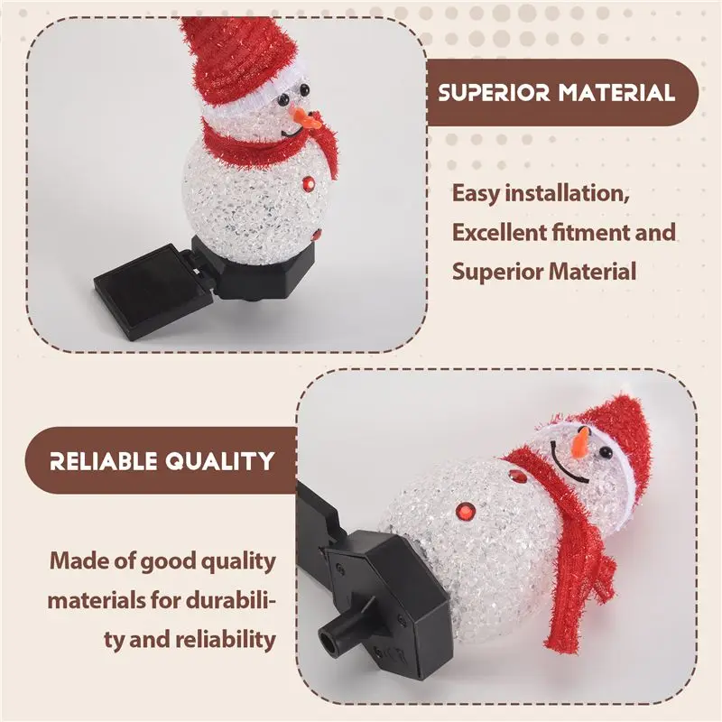 SEWS-Christmas Decorations Solar Lights Outdoor Garden Decor Snowman-Christmas Ornaments Solar Powered Garden Decor E Durable
