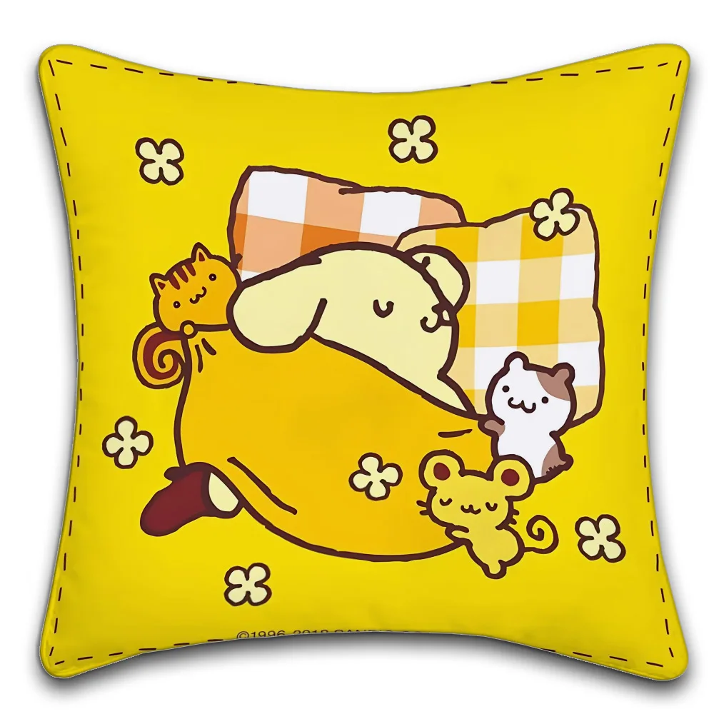 Sanrio pompompurin ESFP Cartoon Cute Pillow Case Sofa Living Room Bedroom Headboard Backrest Cushion Square Cushion Nap Time