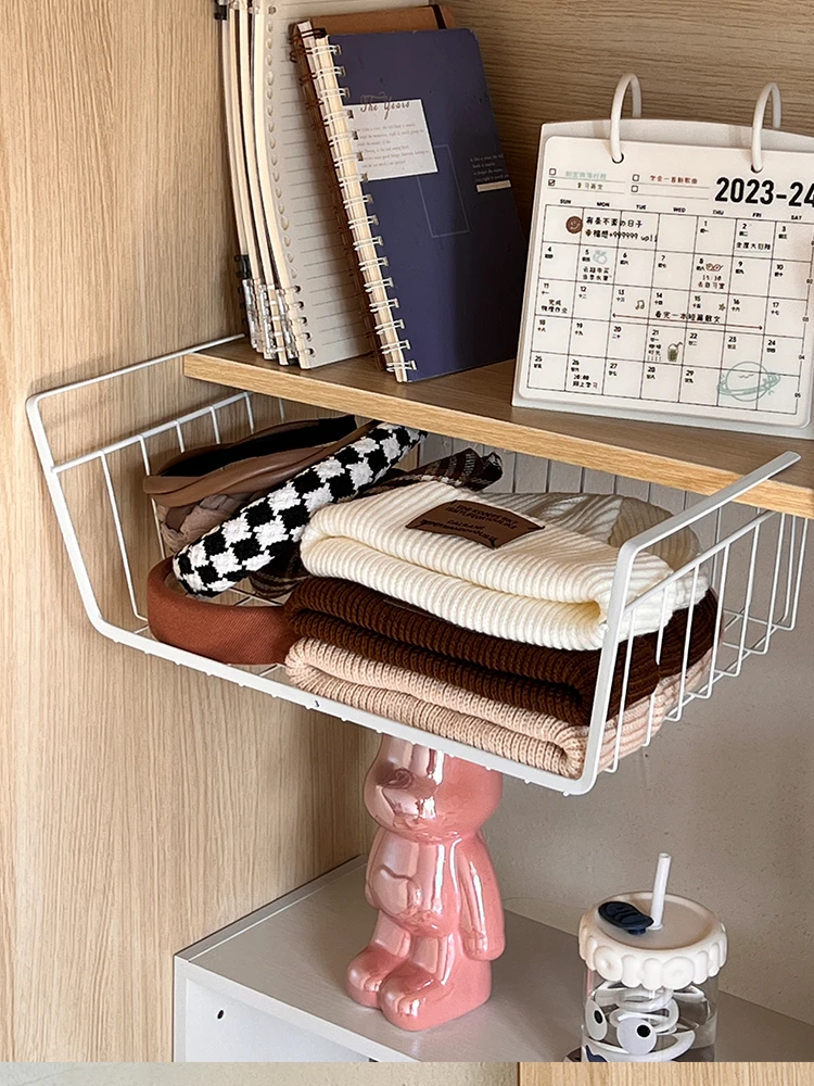 

Kitchen Hanging Basket Storage Ra Layered Hanging Cabinet under elf Paper Holder Metal Material Bookelf Organizer