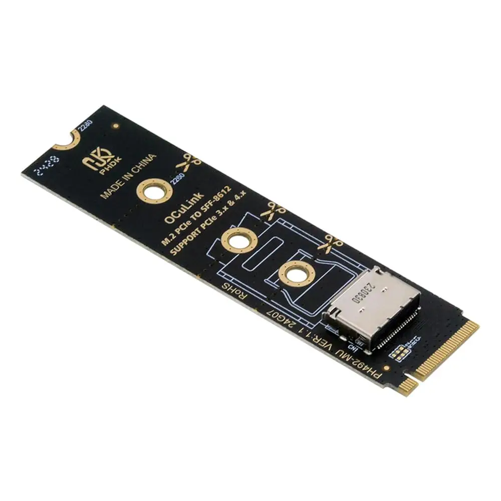 RGEEK PCI-E4.0 M.2 M-Key to Oculink SFF-8612 SFF-8611 Vertical Host Adapter for NVME U.2 SSD 2280 eGPU
