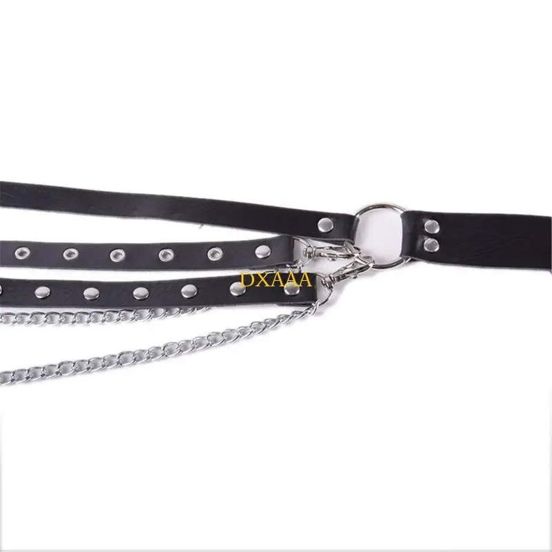 DXAA Black Multui Layer Waist Belt With Silver Embellishments For Multiple Occassions