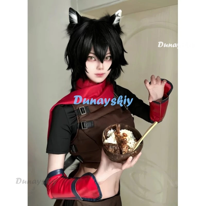 

Fantasia Izutsumi Cosplay Scarf Tail Outfit Anime Delicious in Dungeon Costume Wig Tail Ear Women Halloween Carnival Party Cloth