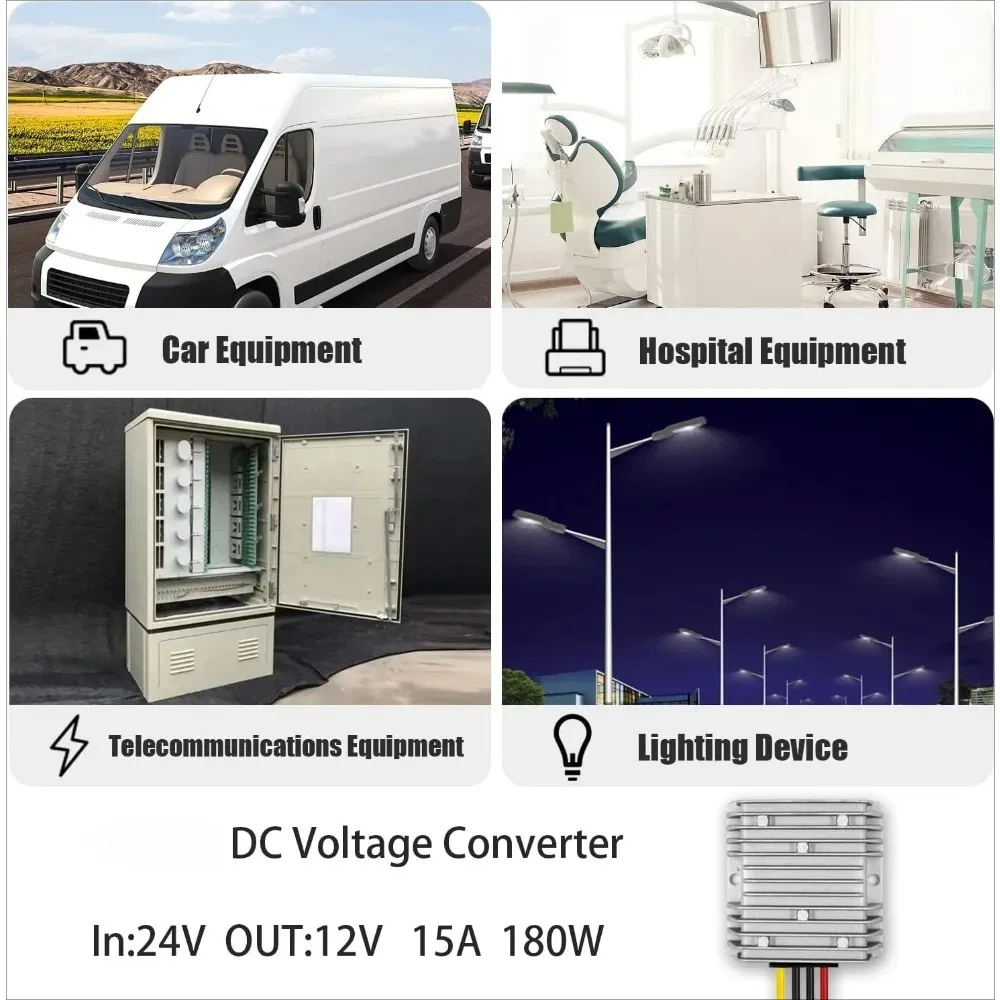 DC 24V to 12V Step Down 1-30A Power Supply Adapter 12V to 24V 5A 10A Converter Reducer Regulator for Auto Car Truck Vehicle Boat