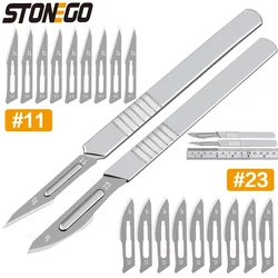 STONEGO Steel Scalpel Knife Blades #11 #23 for Engraving, Crafting, DIY, Handmade, Phone and PCB Repair Cutting Blades