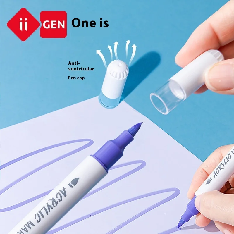 Iigen Stationery Transformers Style Acrylic Marker Pen 24 Colors Student Art Specific Diy Painting Pen Double Headed Design