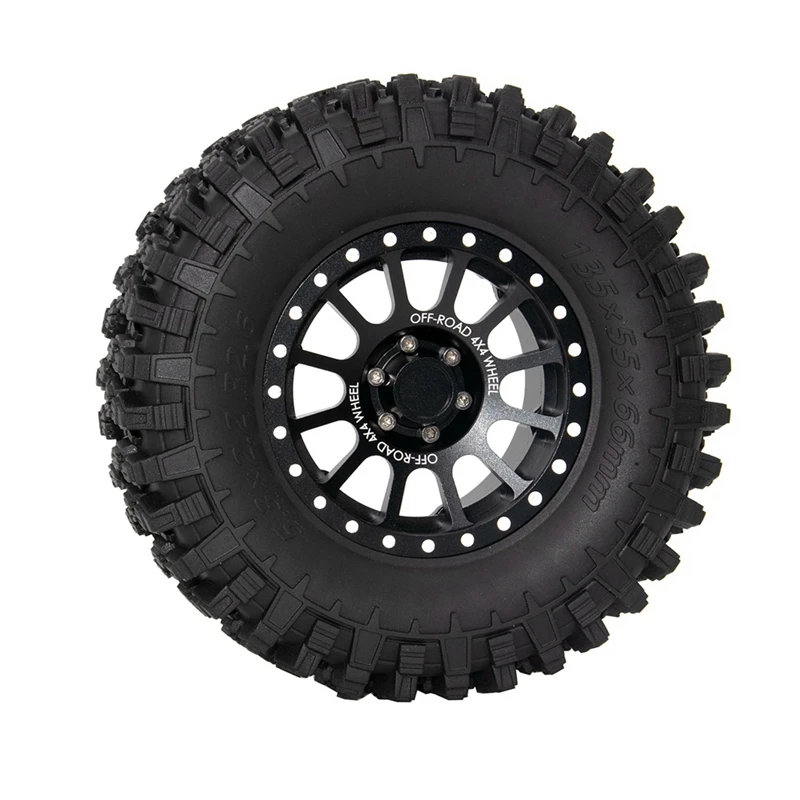 For 1/8 YK 4082/4083 Km 2/3/4/5 Rhinoceros To Simulate Climbing Car 2.6-Inch Metal Wheel Hub And Rubber Tire Skin