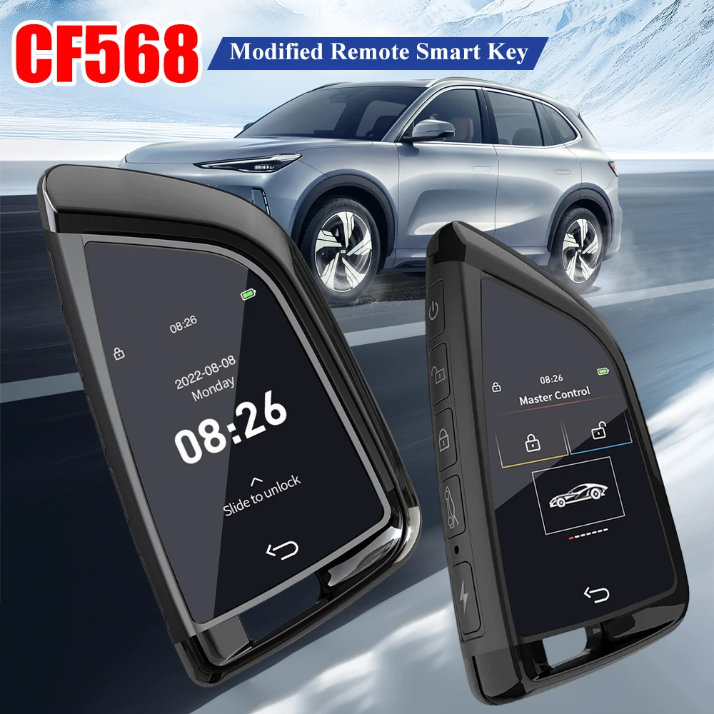 

CF568 Universal Remote Smart Car Key LCD Screen with On-BD Keyless Entry Auto Lock Unlock for Start and Stop Engine Button Cars