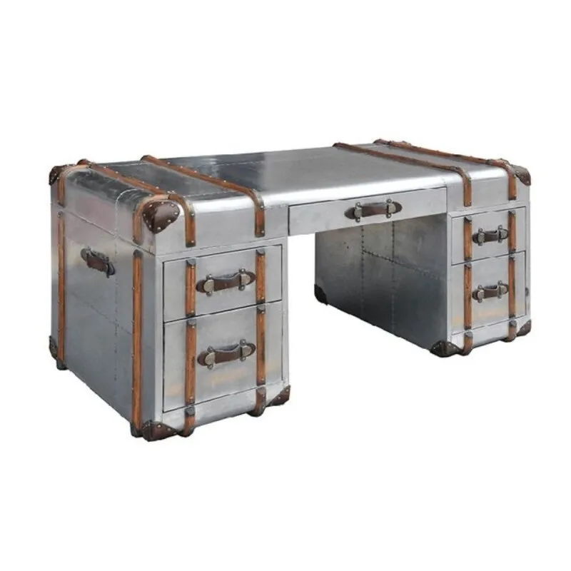 

Office desk and chair combination American retro metal table