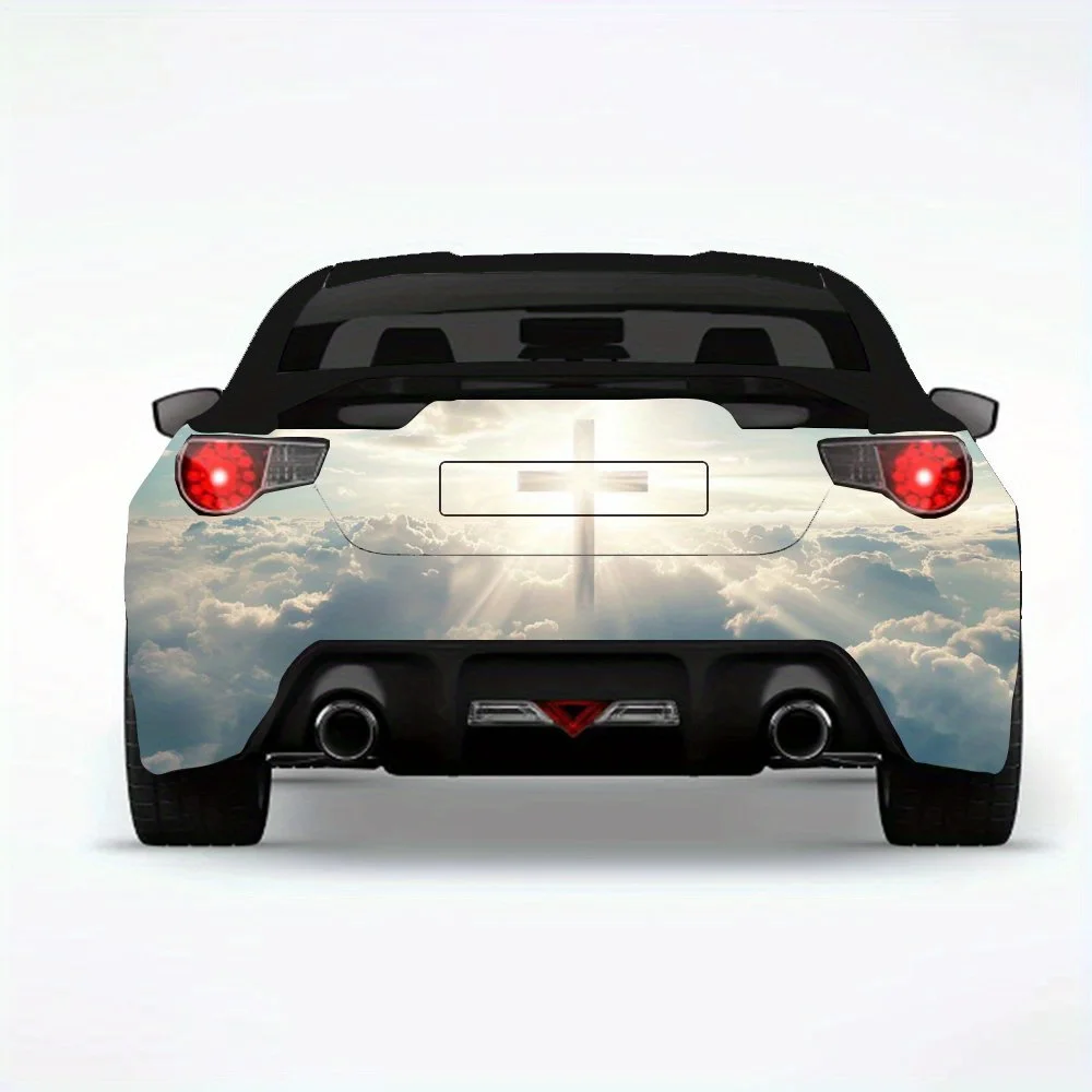 ملصق سيارة Holy_Cross_with_Light - ملصق فينيل لخلف السيارة، ملصقات فينيل ذاتية اللصق مقاومة للماء لذيل السيارة والمصد، D