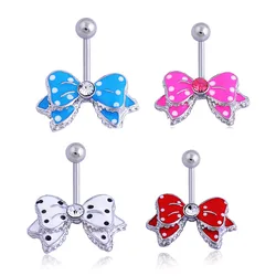 New Band 1 PC Bow Pendant Piercing Nombril 14G Anti Allergy Surgical Steel Ball Navel Earrings Piercing Argent