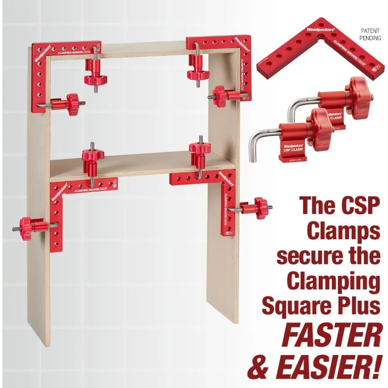 POPULAR.Clamping Squares Plus، 4 عبوات مربعات CSP، مشابك زاوية طويلة من الألومنيوم بطول 6.75 بوصة لأعمال النجارة،