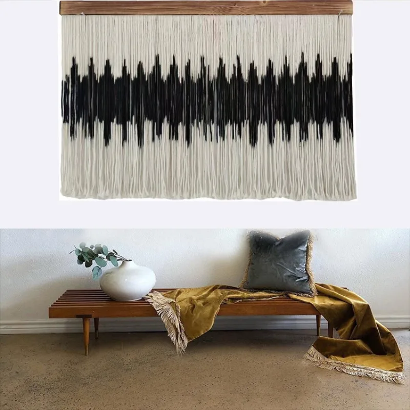 Nordic hand-woven dyed fringed tapestry living room bedroom entrance homestay art soft furnishing tapestry  cloth home