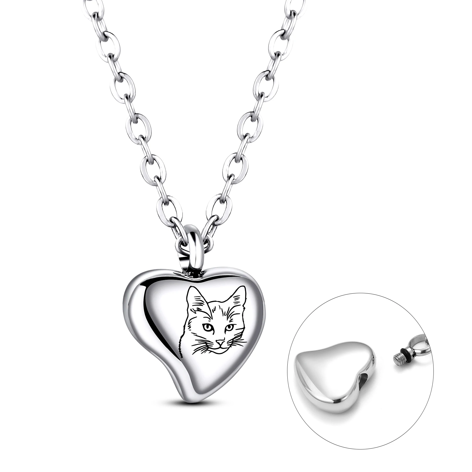 

Customizable Heart Locket Urn Pendant Necklace, Stainless Steel Pendant for Women, Personalized Jewelry Gift