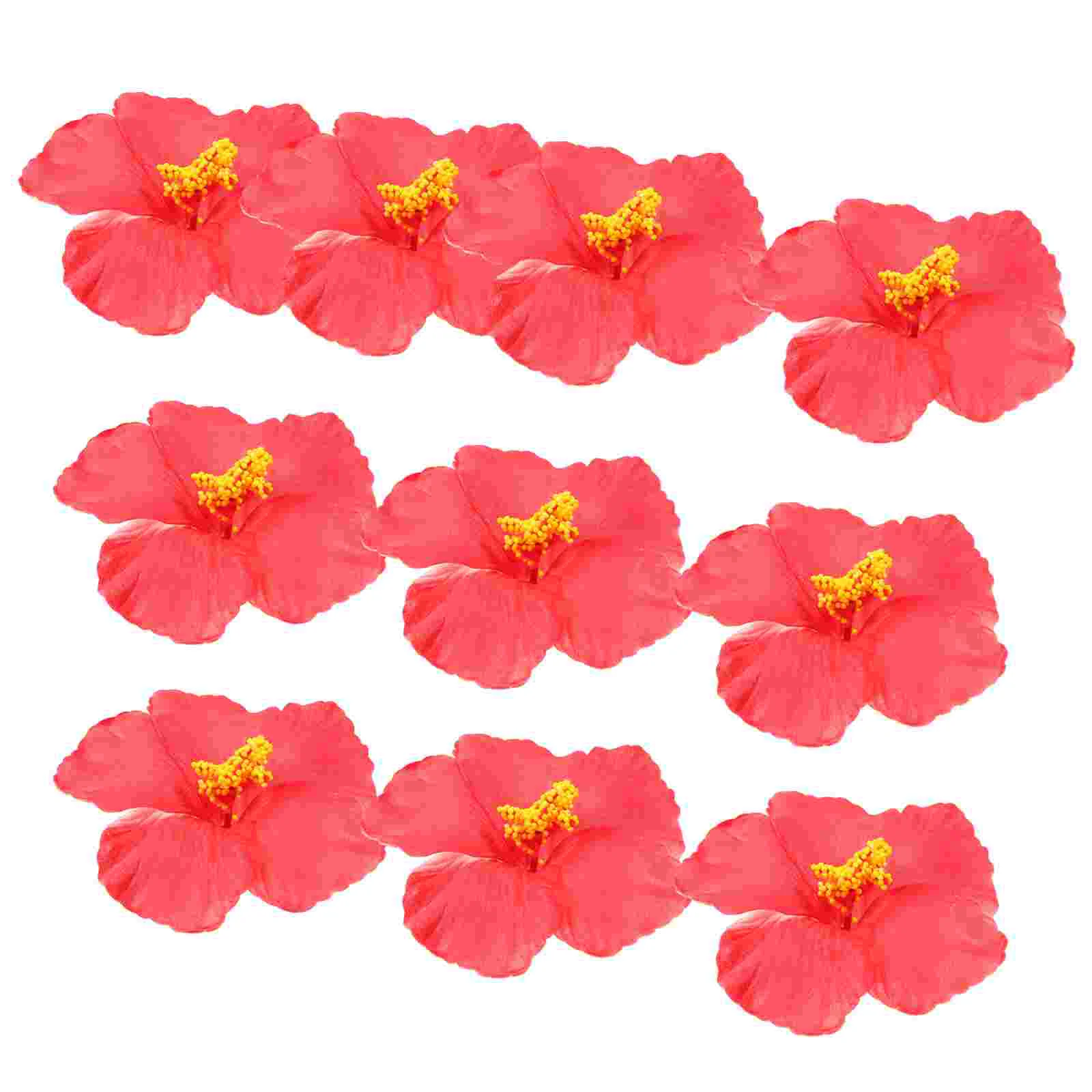 10 Pcs Artificial Hibiscus Flower Hawaiian Flowers Party Supplies for Decoration Eva Fake