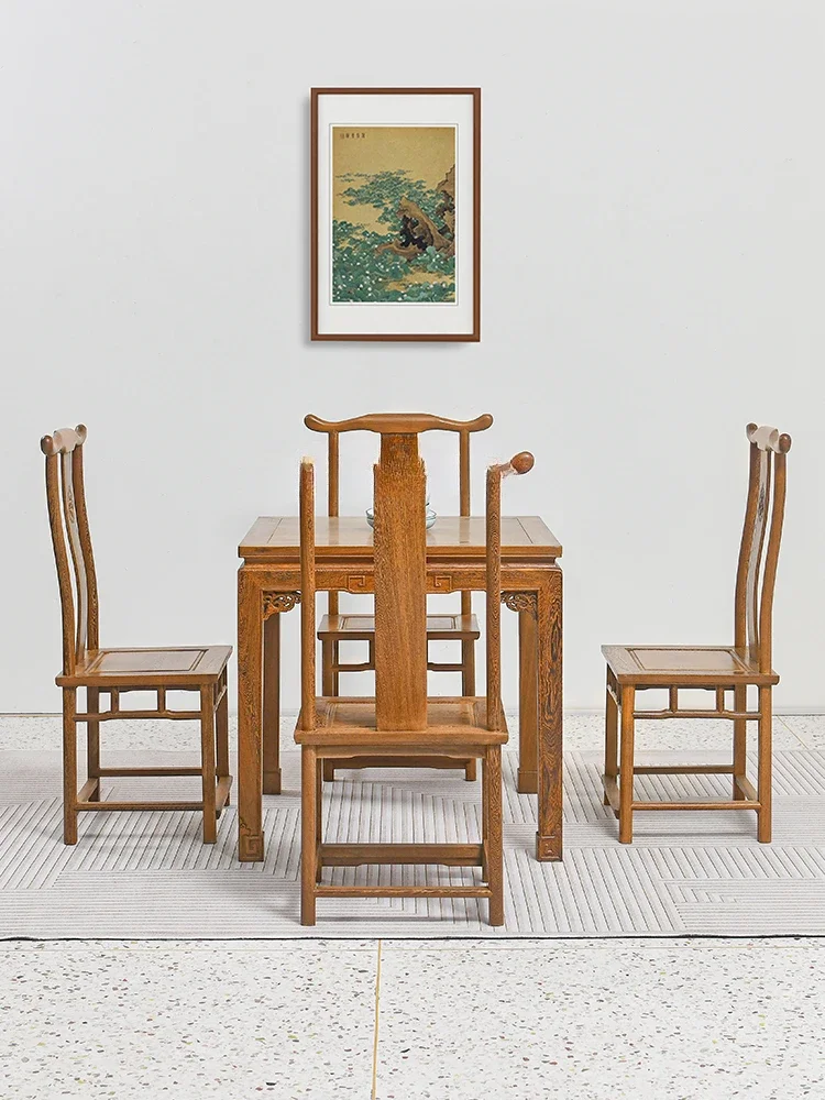 Practical Door Frame Dining Tables And Chairs Set Antique Rosewood Old-Fashioned Square Table For Eight People New Chinese Dinin