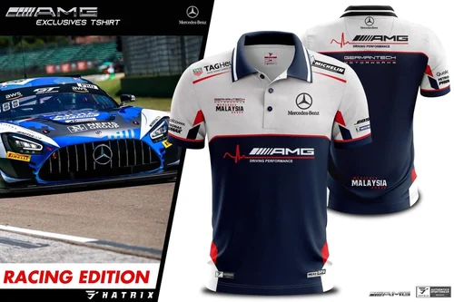 Imagen 2 del producto Camisetas de verano Mercedes Benz clásico azul blanco y rojo colores empalmados personalizado Simple fresco transpirable secado rápido deportes hombres