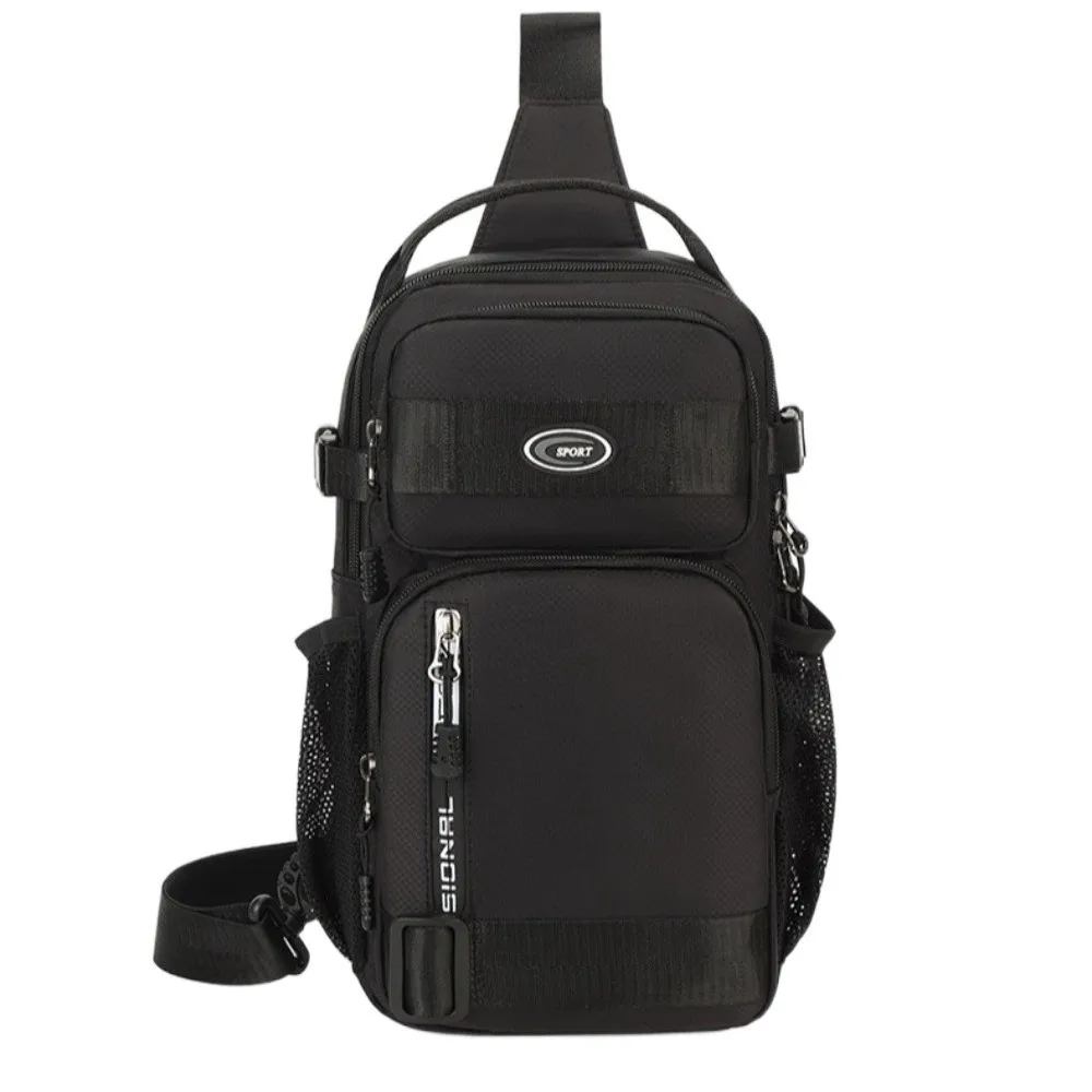 

Oxford Cloth Men Chest Bag Large Capacity Solid Color Sports Message Bag Multifunction Zipper Shoulder Crossbody Bag Outdoor