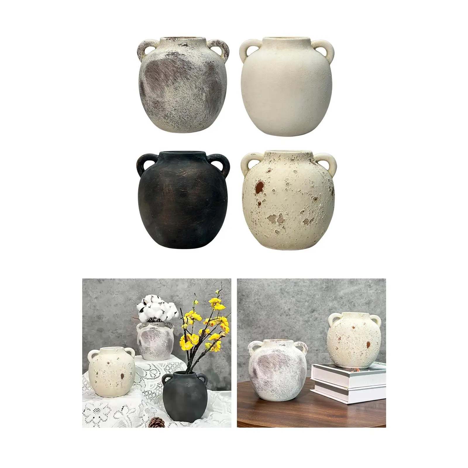Rustic Ceramic Vase Wabi Sabi Decorative Vase Flowerpot Gift Flower Vase Pottery Vase for Party Office Living Room Desk Home