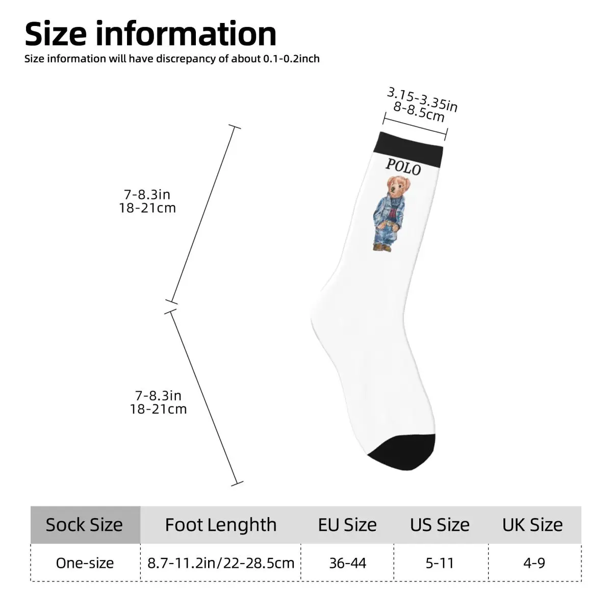 Teddy Bear High elasticity polyester fiber Men and Women printing Socks,lovely Applicable throughout the year Dressing Gift