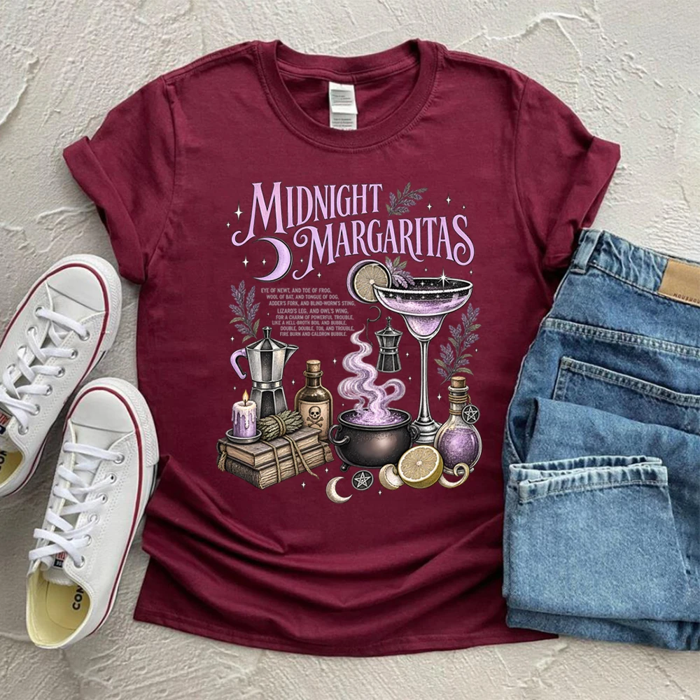 Midnight Margaritas Shirt Praktisches Magie-inspiriertes T-Shirt Vintage Hexen-Cocktail-Shirts Gotisches Viktorianisches Haus Halloween T-Shirt – Detail 6