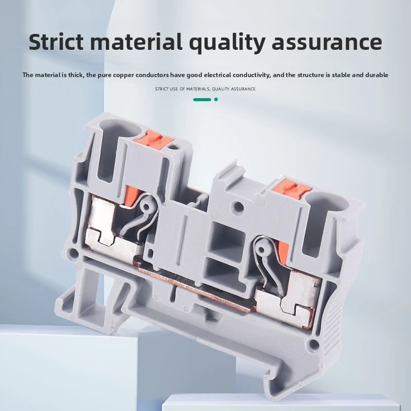 10Pcs PT6 Tool-Free Push-in Terminal Block, 6mm² Pure Copper Spring Clamp for Quick PE Grounding Connection