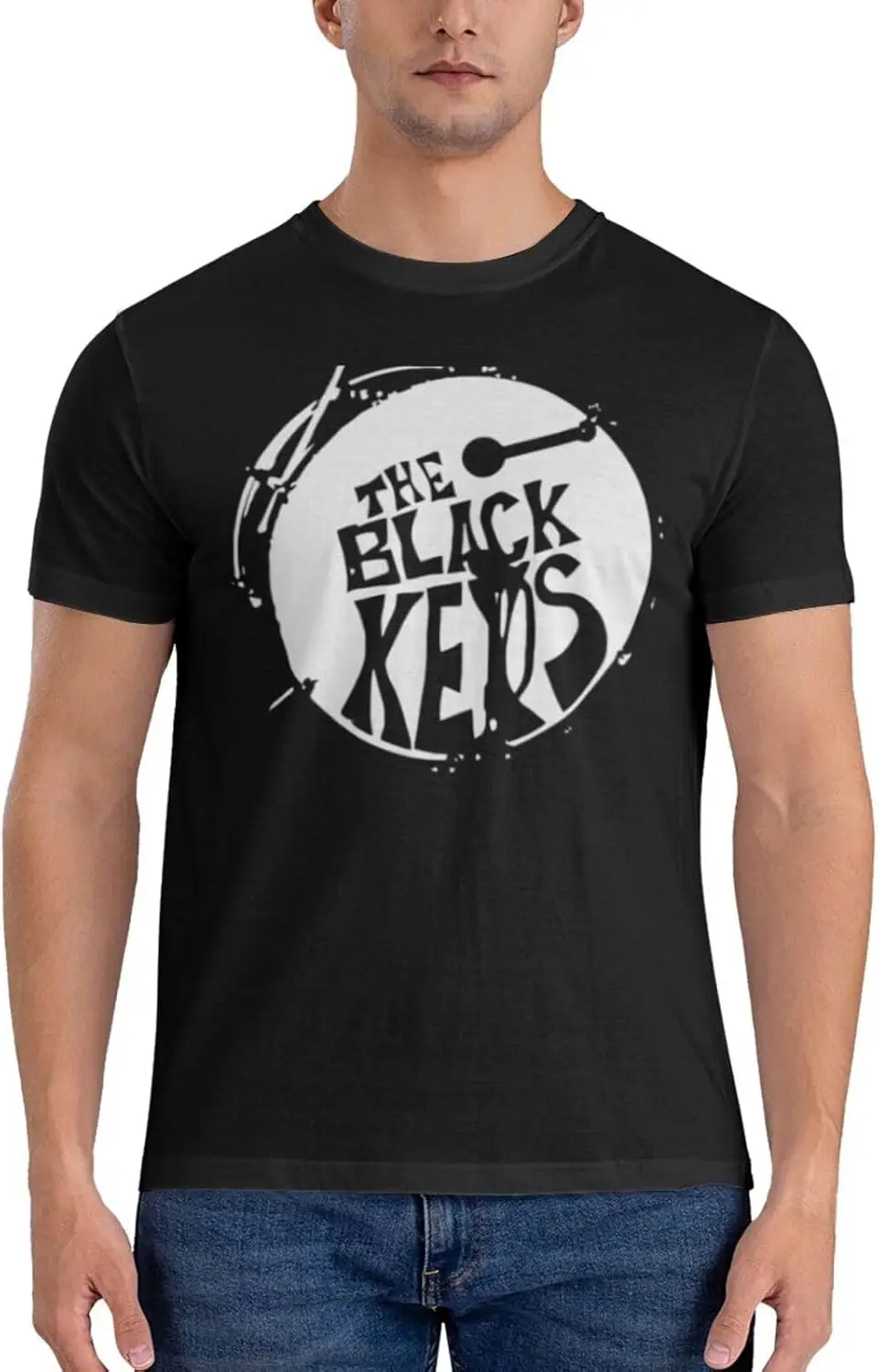 The Black Band Keys Shirt Men's Standard Version Crew Neck  Tops Youth Cool Tees Black  High Quality 100%Cotton