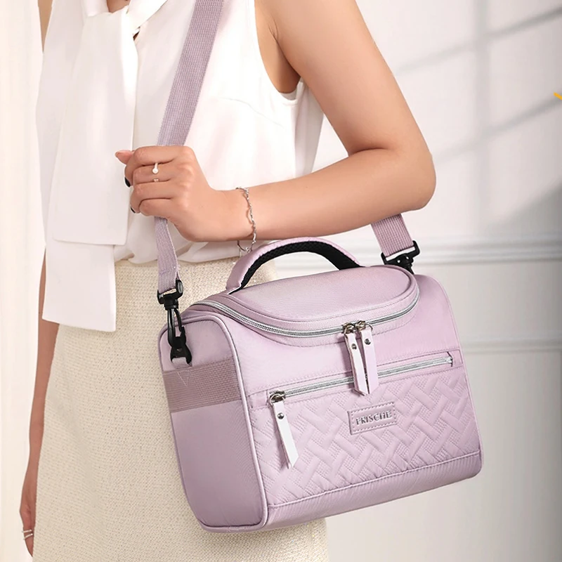 Thermal Insulated Cooler Lunch Bag with Aluminum Foil for School Office Outdoor Picnic Reusable with Shoulder Strap