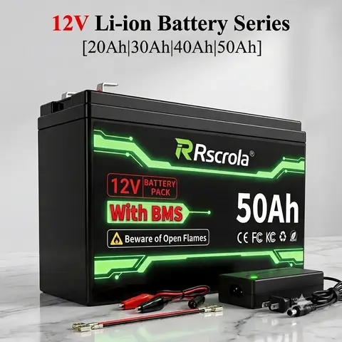 12V 20-50Ah Rechargeable Li-ion Battery 3S with BMS For Sprayer Speaker Camping & Toy Cars