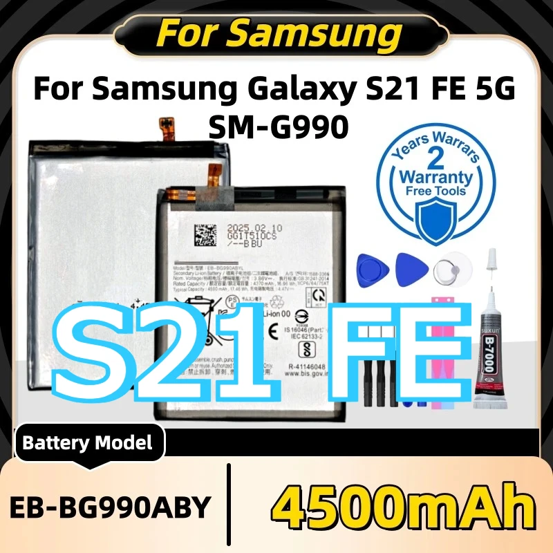 

High Capacity 4500mAh EB-BG990ABY Battery For Samsung Galaxy S21 FE 5G SM-G990 Mobile Phone Battery Fast Deliver