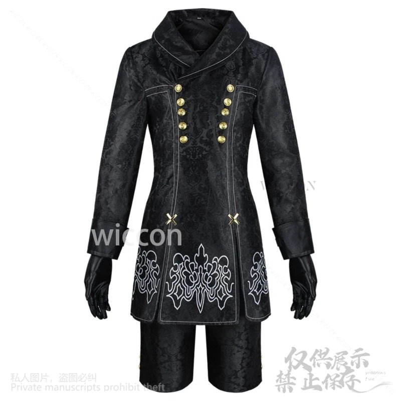 9S Yorha аниме Nier Automata косплей костюм черное готическое пальто брюки униформа парики для мужчин Хэллоуин Рождественская вечеринка Cos по индивидуальному заказу