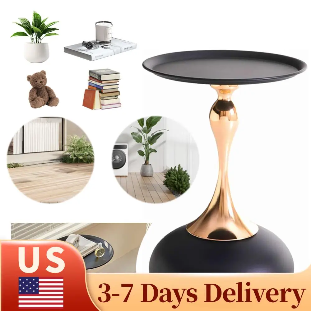 

Metal Base Corner Table Large Capacity Movable Tea Table Wear Resist Black Modern Table for Living Room Decoration Furniture